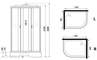 Душевая кабина Niagara NG-33184-14RP 110x80см серебро/матовое